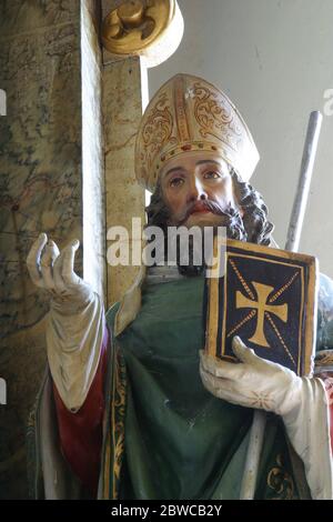 Saint Augustine statue on the high altar at the Holy Spirit Chapel in Vrtace, Croatia Stock Photo