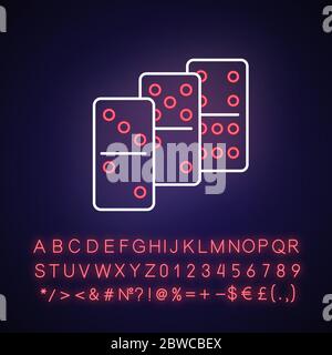 Dominoes neon light icon Stock Vector