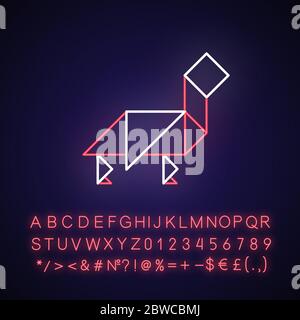 Tangram neon light icon Stock Vector