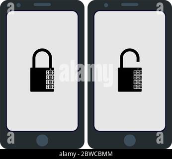 Smartphone Lock Unlock Vector Illustration Stock Vector