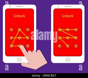 Smartphone Unlock Pattern Gesture Vector Illustration Stock Vector