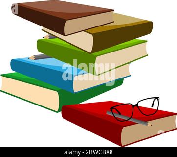 Book Pencil Spectacle Vector Illustration Stock Vector