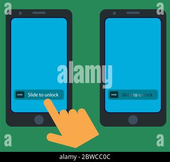 Smartphone Slide to Unlock Gesture Vector Illustration Stock Vector