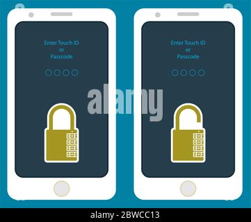 Smartphone Lock Unlock Vector Illustration Stock Vector