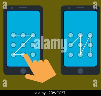 Smartphone Unlock Pattern Gesture Vector Illustration Stock Vector
