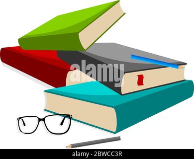 Book Pencil Spectacle Vector Illustration Stock Vector