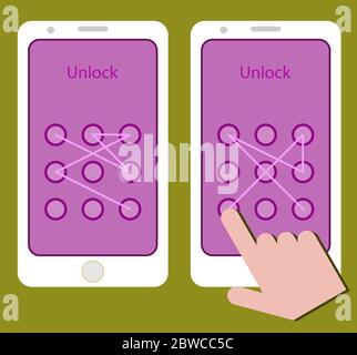 Smartphone Unlock Pattern Gesture Vector Illustration Stock Vector