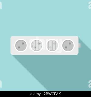 Electric extension cord icon. Flat illustration of electric extension cord vector icon for web design Stock Vector