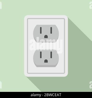 Double power socket icon. Flat illustration of double power socket vector icon for web design Stock Vector