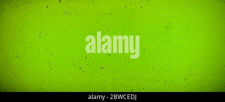 Green Yellow painted wall texture. Panoramic green wall background Stock Photo