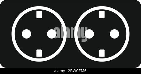 Double wall power socket icon. Simple illustration of double wall power socket vector icon for web design isolated on white background Stock Vector