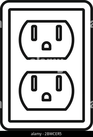 Double power socket icon. Outline double power socket vector icon for web design isolated on white background Stock Vector
