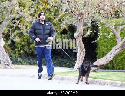 Ben Affleck takes his new dog for an early morning walk in ...