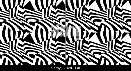 Dazzle Camouflage Black And White Seamless Abstract Pattern Vector Illustration Stock Vector