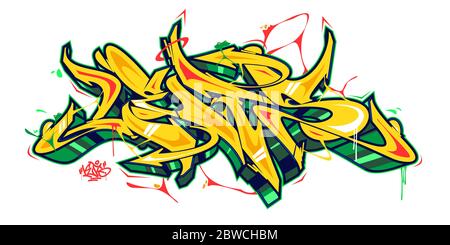 Abstract Word Lets Graffiti Style Font Lettering Vector Illustration Stock Vector