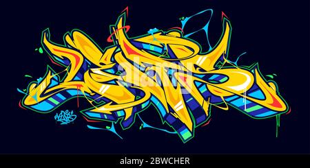 Abstract Word Lets Graffiti Style Font Lettering Vector Illustration Stock Vector