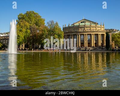 Stuttgart Opera House reflected in the lake Stock Photo