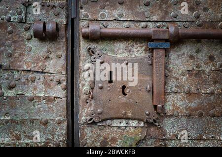 Keyhole of an old rusty door of the Torre del Oro (Gold Tower) in Seville, Andalusia, Spain Stock Photo