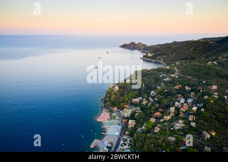 Amazing sunset in a small italian town Santa Margherita Ligure, near Portofino, Italy Stock Photo