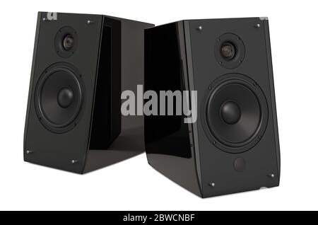 Computer Speakers, 3D rendering isolated on white background Stock Photo
