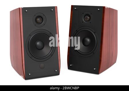 Musical Speakers, 3D rendering isolated on white background Stock Photo