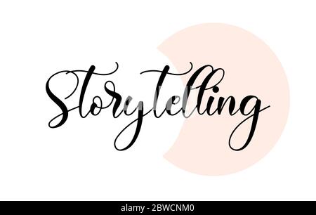 Storytelling word handwritten with custom calligraphy. Creative Word for logotype, badge, icon, card, postcard, logo, banner with colorful Stars and S Stock Vector