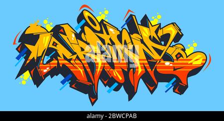 Abstract Dream Graffiti Font Lettering With A Red Background Stock ...