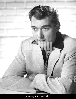 Actor William Bishop, Publicity Portrait for the Play, 'The Tunnel of Love' at the Huntington Hartford Theater, Hollywood, California, USA, photo by Romaine-Skelton, 1958 Stock Photo