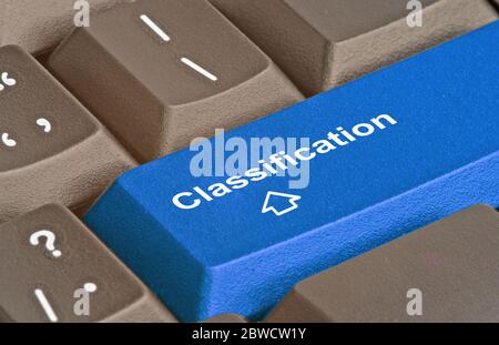 keyboard with keys for classification Stock Photo