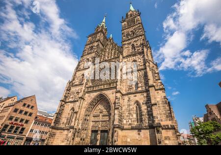 Facade of Saint Lawrence church of Nuremberg Stock Photo