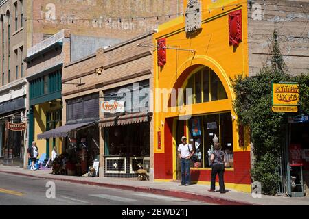 Stores on Main Street, Bisbee Historic District, Cochise County, Arizona, USA Stock Photo