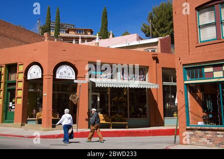 Stores on Main Street, Bisbee Historic District, Cochise County, Arizona, USA Stock Photo