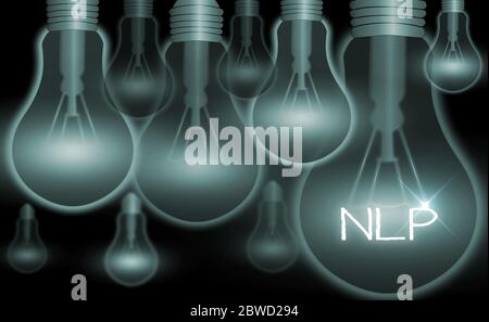 Conceptual hand writing showing Nlp. Concept meaning psychological approach involves analyzing strategies to reach a goal Stock Photo