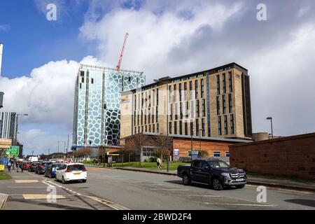 Knowledge Quarter, Grove Street, Liverpool. International college and The Spine buildings, Paddington, Liverpool. Stock Photo