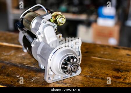 Different mechanical tools for auto service and car and truck repair. Old motor capital repair. Car service concept. Stock Photo