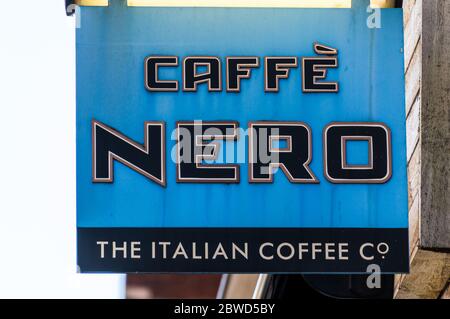 Cafe Nero the italian coffee co name board outside shop Stock Photo