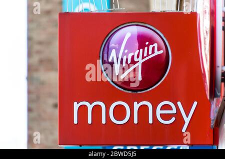 Virgin money business sign board Stock Photo