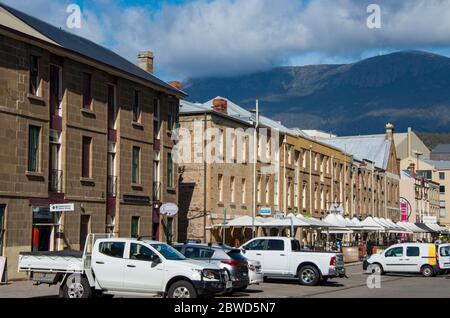 Salamanca Place Hobart Tasmania Australia Stock Photo