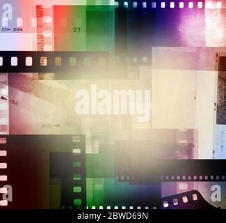 Colorful film negative frames background Stock Photo