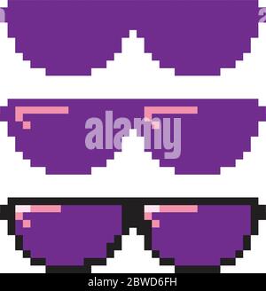 Pixel drown sunglasses front view Stock Vector