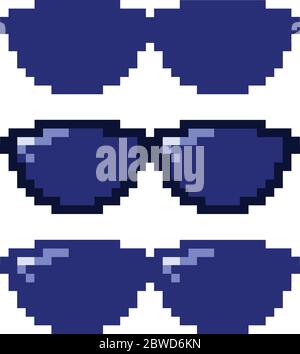 Pixel drown sunglasses front view Stock Vector