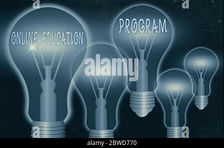 Word writing text Online Education Program. Business photo showcasing Software development and programming courses Stock Photo