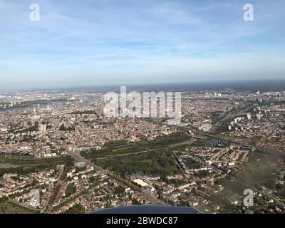 Antwerp Belgium seen from a propeller plane Stock Photo