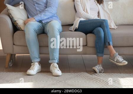 Close up of couple avoid talking after fight Stock Photo