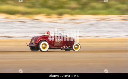 Pre 1949 American hot rods. Vintage Hot Rod Racing at Pendine Sands Wales UK Event held by VHRA 2016 Stock Photo