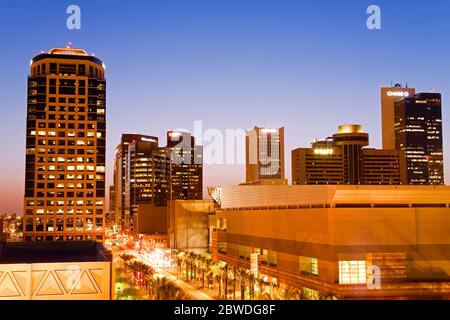 Washington Street & Bank of America Tower, Phoenix, Arizona, USA Stock Photo