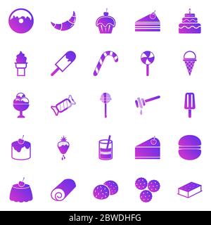 Dessert gradient icons on white background, stock vector Stock Vector