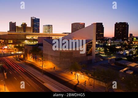 Washington Street & Skyline, Phoenix, Arizona, USA Stock Photo