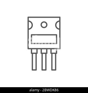 Transistor chip vector icon symbol electronic component isolated on white background Stock Vector