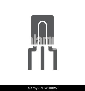 Transistor chip vector icon symbol electronic component isolated on white background Stock Vector